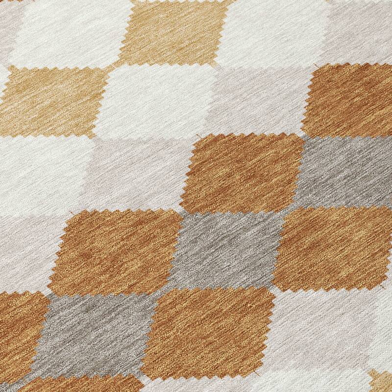 Machine Washable Indoor/ Outdoor Modern Mosaic Chantille Rug