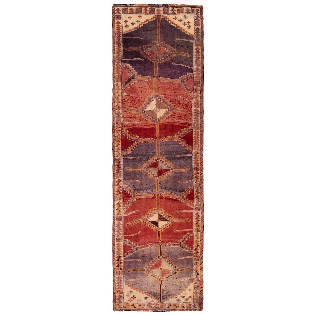 ECARPETGALLERY Hand-knotted Melis Vintage Red Wool Rug - 3'10 x 12'4