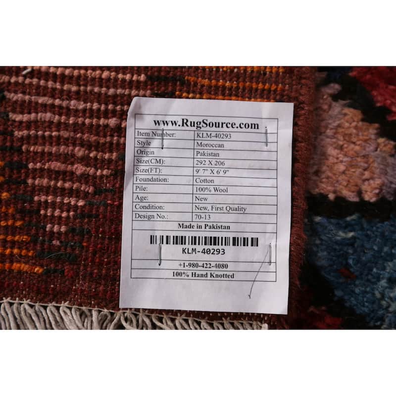 Multi-Color Trellis Moroccan Oriental Area Rug Handmade Wool Carpet - 6'9" x 9'7"