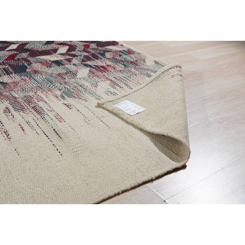 Hand-Knotted Wool Rust/S.Blue Area Rug, 10' x 14', Elegant Soft Texture for Bedrooms or Living Rooms - L