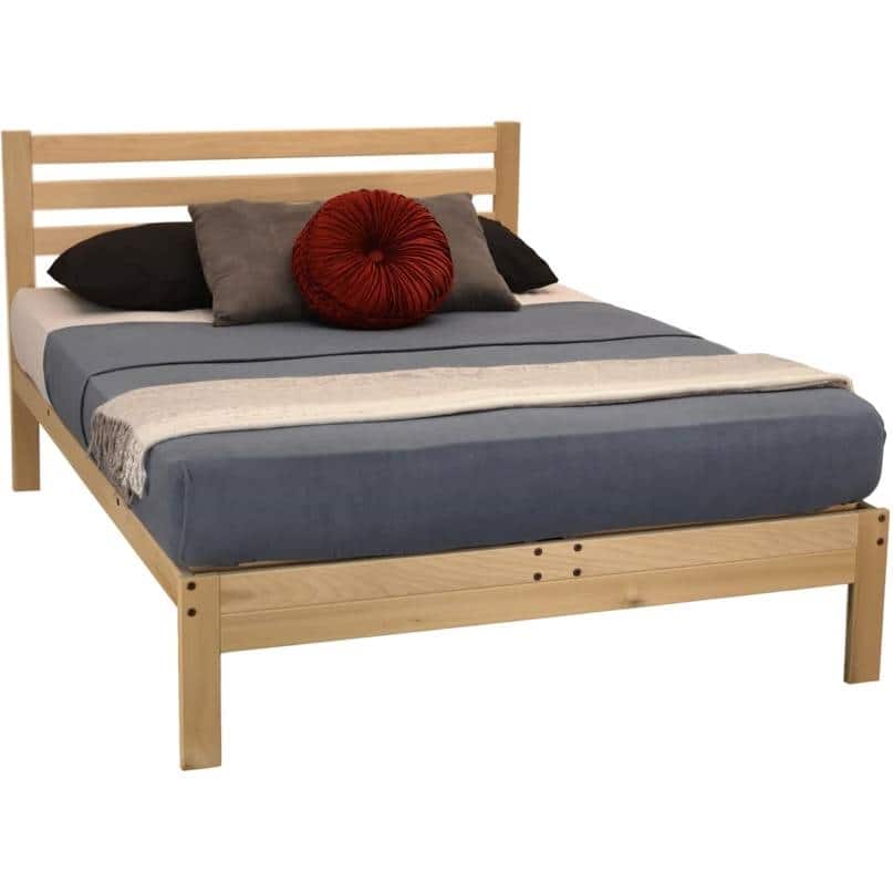 Solid Wood Platform Bed Frame with Slatted Headboard Tulip Poplar Hardwood No Box Spring Needed
