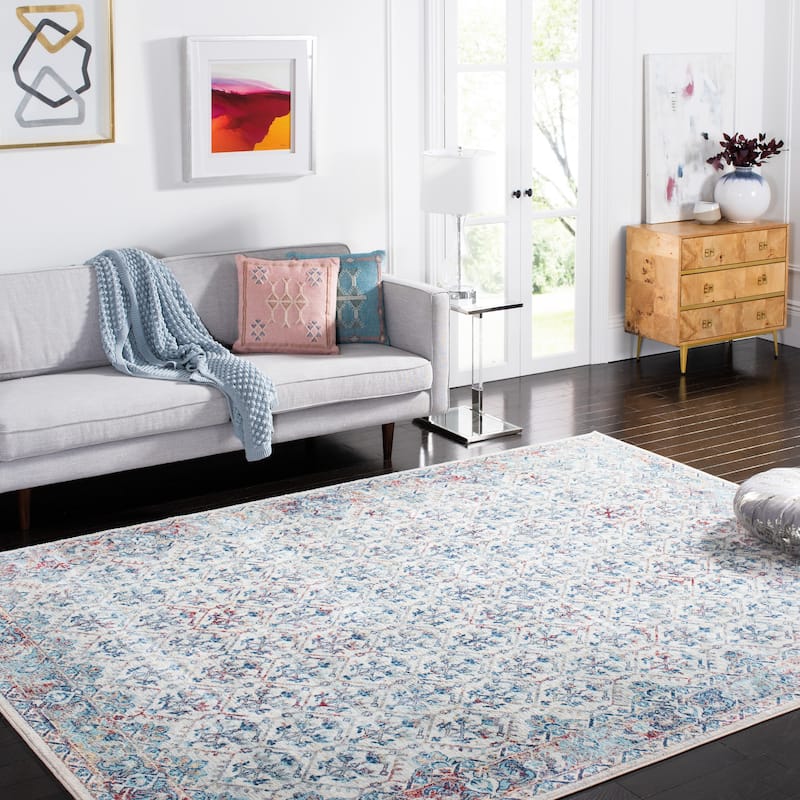 SAFAVIEH Brentwood Paunica Oriental Damask Trellis Rug - 11' x 15' - Ivory/Blue