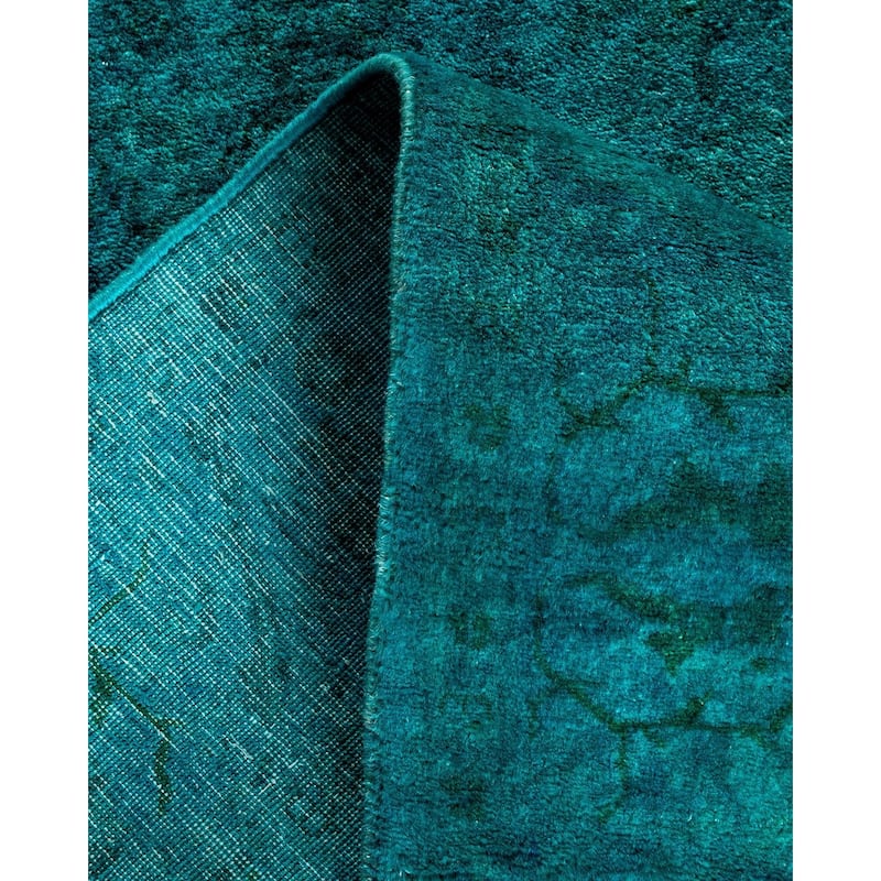 Overton Hand Knotted Wool Vintage Inspired Modern Contemporary Overdyed Blue Area Rug - 3' 3" x 5' 3"