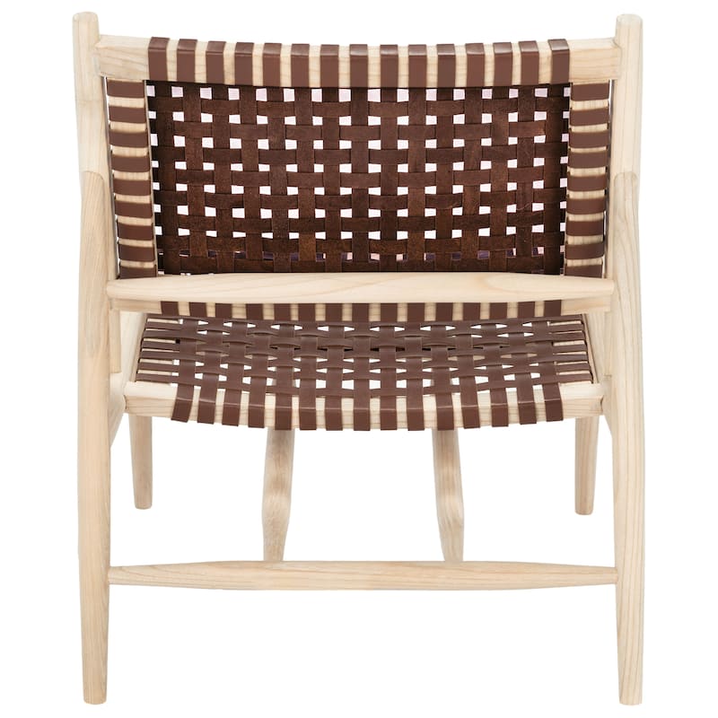 SAFAVIEH Soleil Squared Leather Woven Accent Chair - 26" W x 31.5" L x 30.7" H