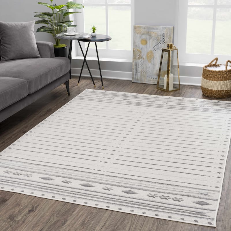 Tigris Nikomedia Southwestern Farmhouse Stripped Area Rug