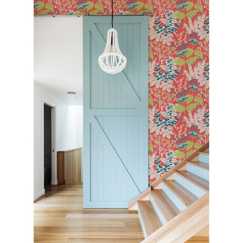 A-Street Prints Brie Red Forest Flowers Wallpaper