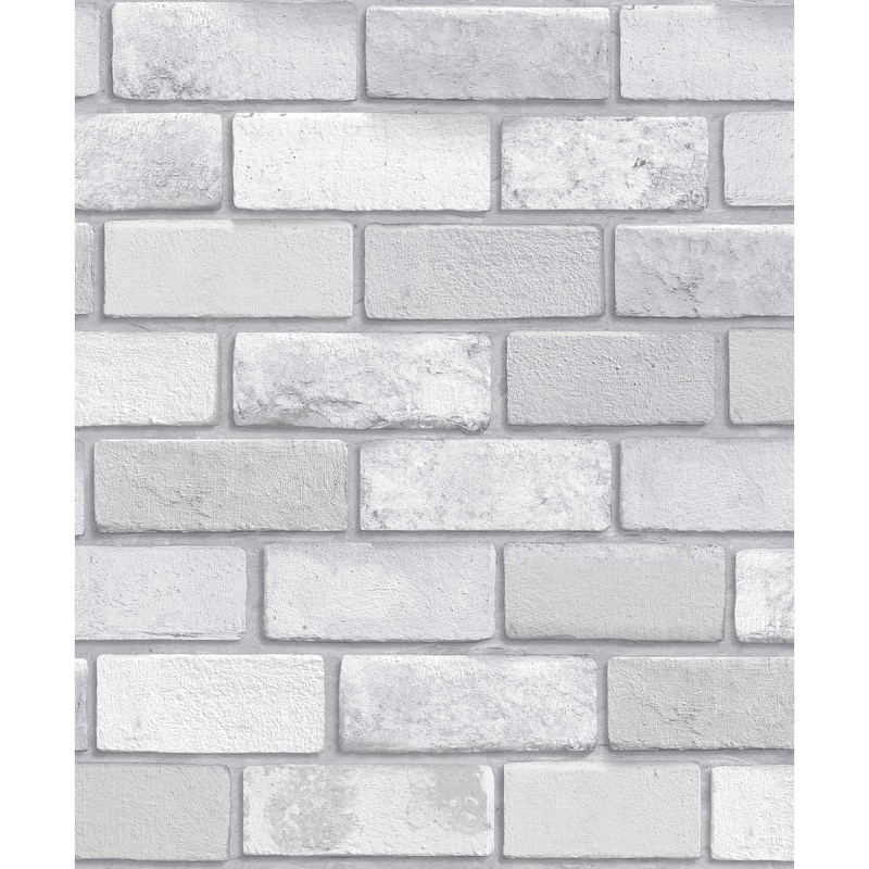 Diamond Glitter Brick Vinyl Wallpaper - 20.8 in. W x 33 ft. L - Silver