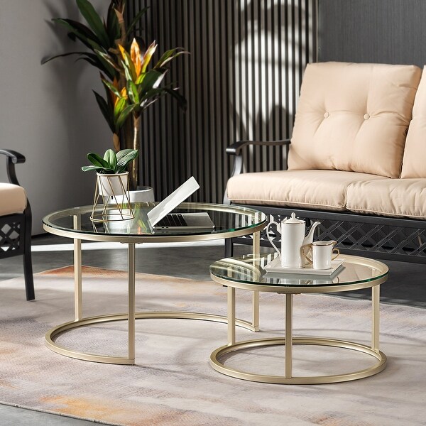 Glass nesting coffee table set hotsell