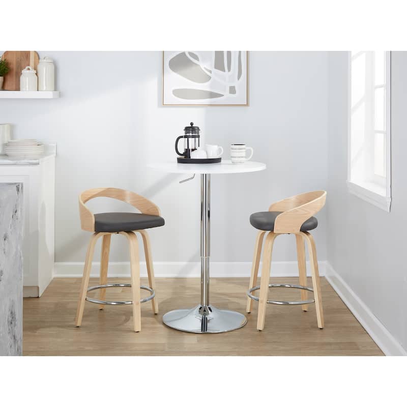 Carson Carrington Stavanger 24" Fixed-Height Counter Stool with Bent Wood Legs & Round Footrest (Set of 2)