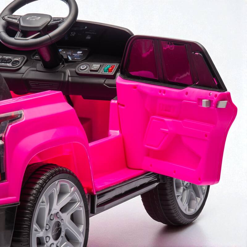 24V Licensed Chevrolet Silverado Kids Ride-On Car with Parent Control, Bluetooth, LED Lights, and Four-Wheel Suspension