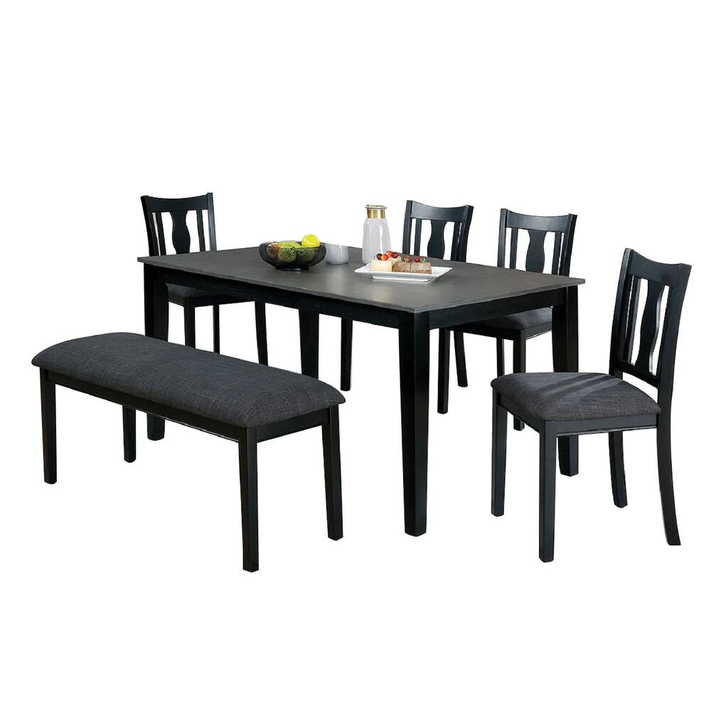 6 Piece Transitional Dining Table Set in Black and Gray