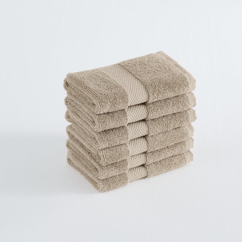 Royal Velvet Turkish Cotton Towel - Same Size Set - 6 Wash Cloths - Beige