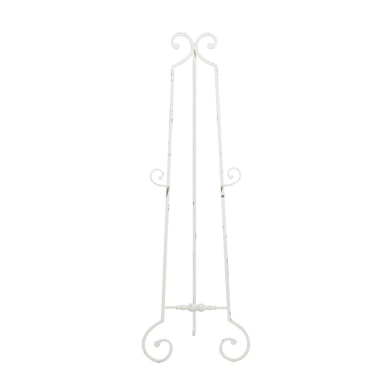 Metal Scroll Large Adjustable 3 Tier Display Easel with Chain Support - White - Roche River Decor