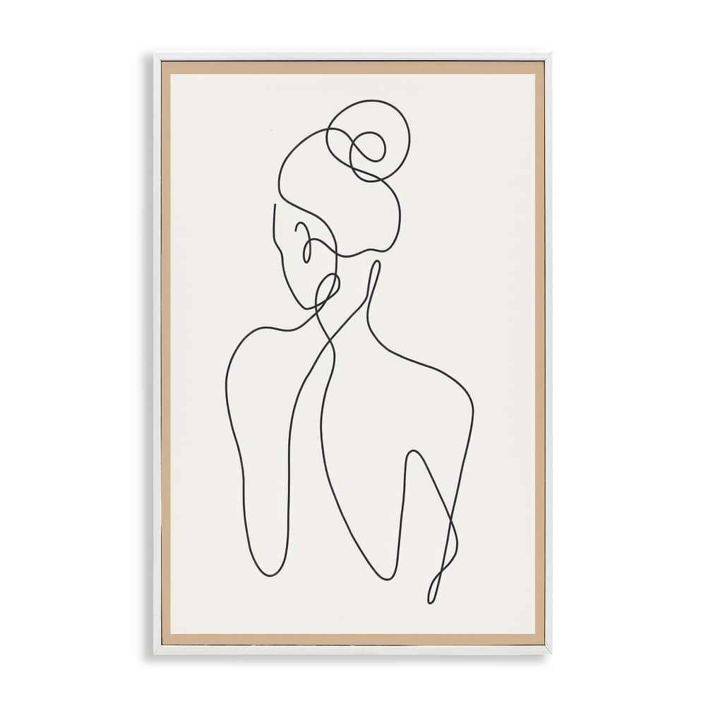 Stupell Minimal Woman Line Drawing Framed Giclee Art Design By LSR Creative Studio