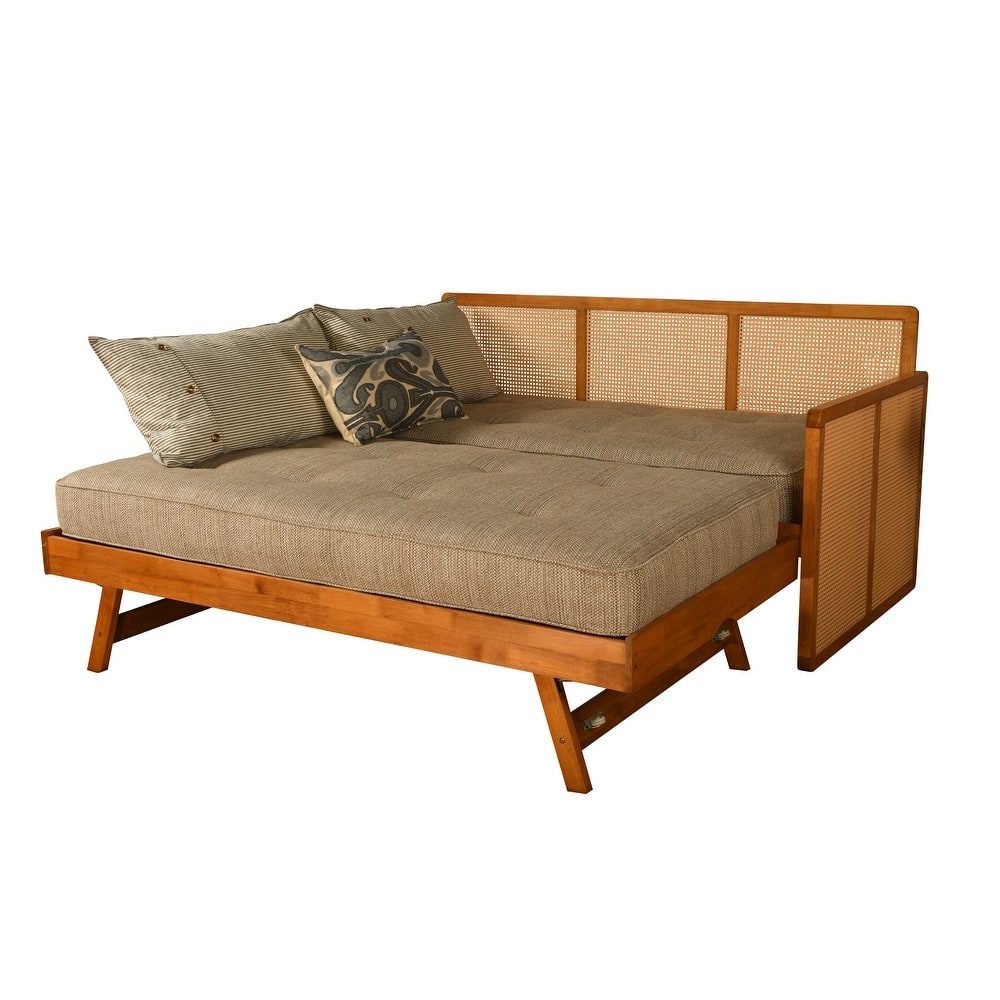 Somette Abaco Daybed with Pop-Up in Honey Includes Mattresses