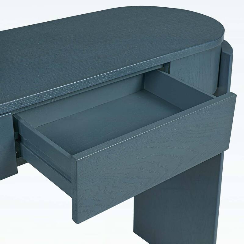 Console Table with Fluted Legs,Oval Top and 2 Drawers for Modern and Elegant Living Spaces