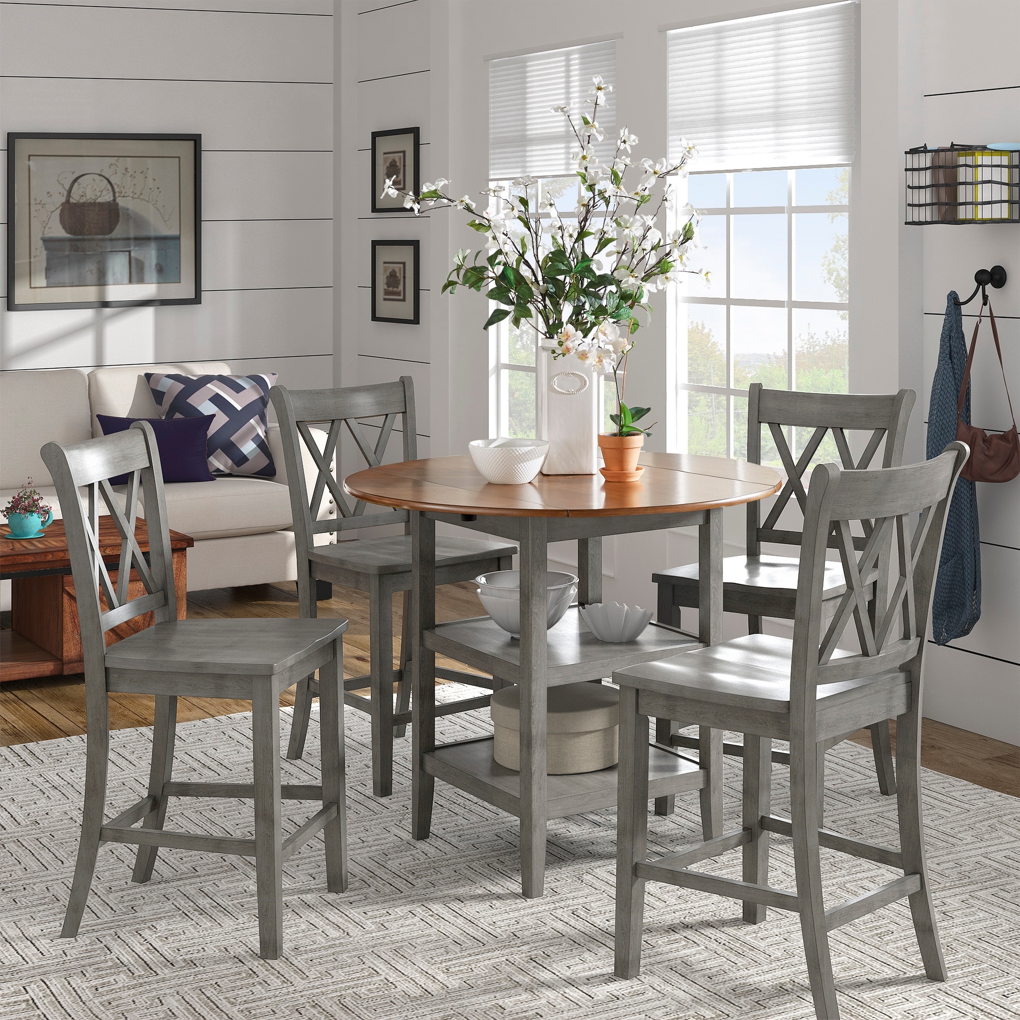 Eleanor Drop Leaf Round Counter Height Dining Set by iNSPIRE Q 