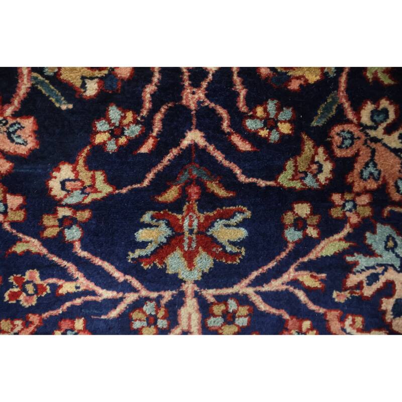 Hand Knotted Oriental 100% Wool Carpet Traditional All-Over Navy Blue & Blues Sarouk Area Rug - 10' 0'' X 8' 2''