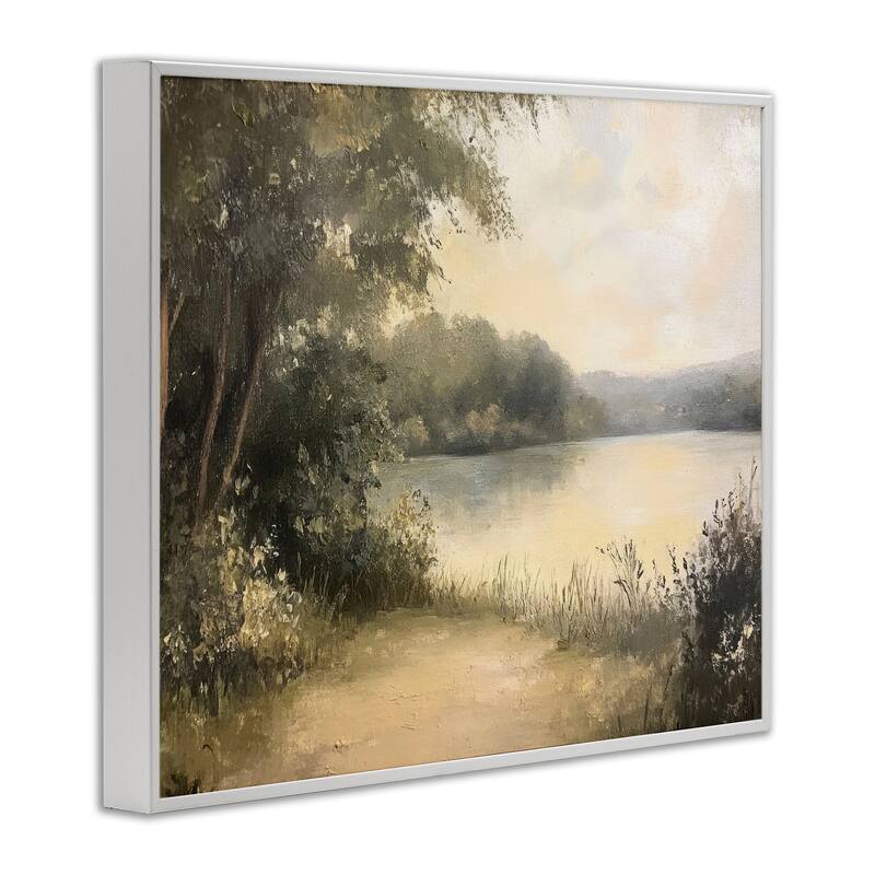 Stupell Shore of Peaceful Lake Framed Giclee Art Design By Petal Prints Design