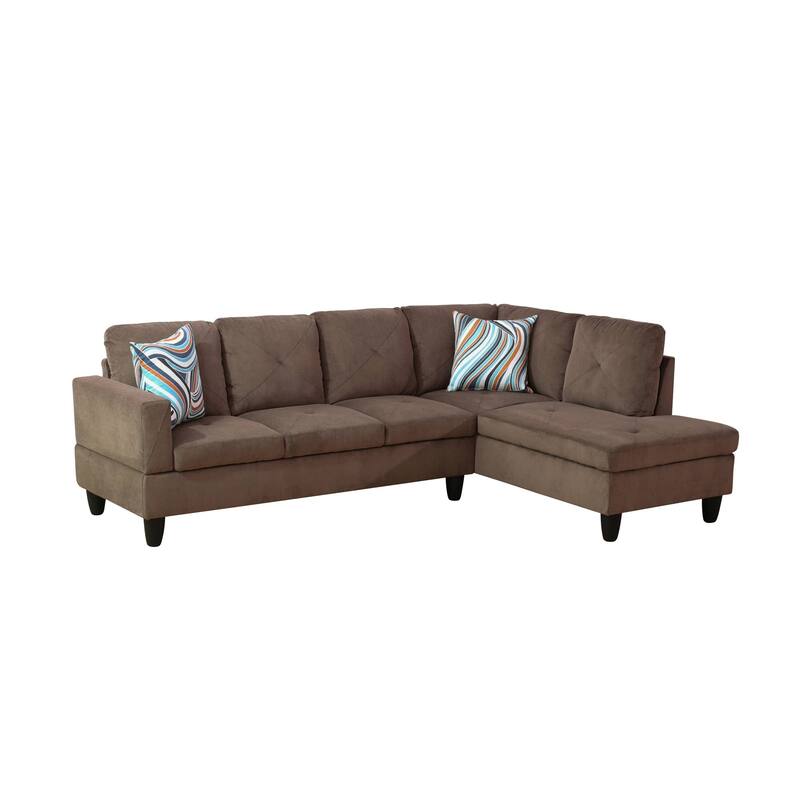 Brown Sackcloth Fabric 3-Piece Living Room Sofa Set