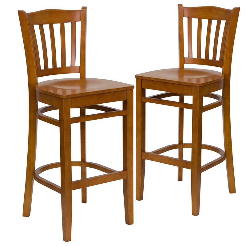 2Pk Vertical Slat Back Wood Restaurant Barstool - Hospitality Seating
