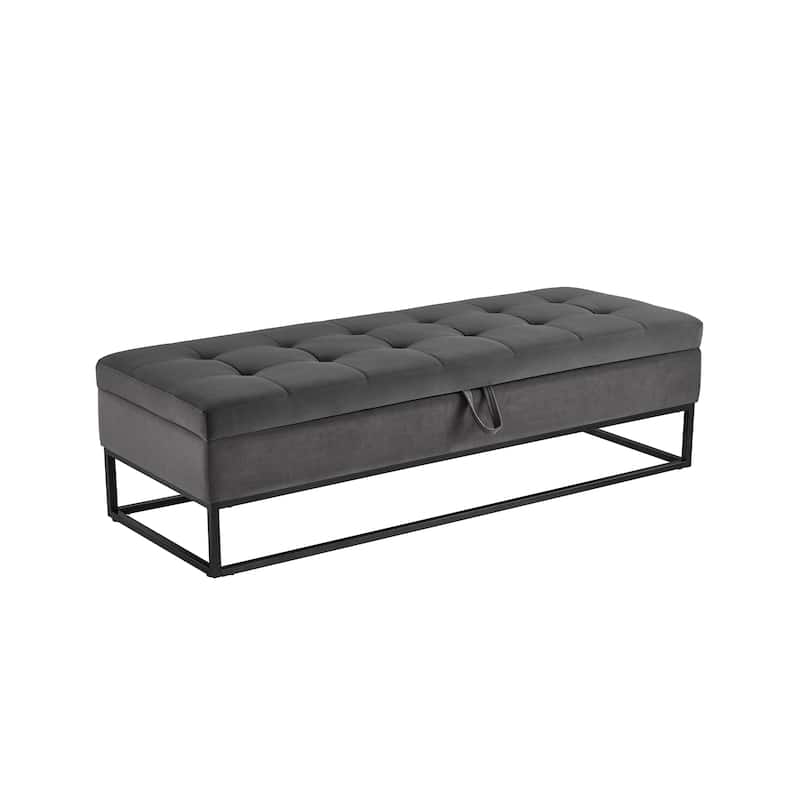 58.6" Bed Bench Metal Base with Storage Velvet Space-Saving Sofas for Living Room, Apartment and Office