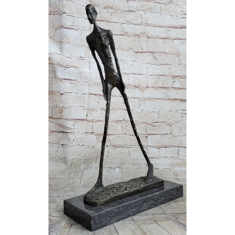 Walking Man After Giacometti Bronze Statue Sculpture Modern Art 18 Inches X 10 Inches