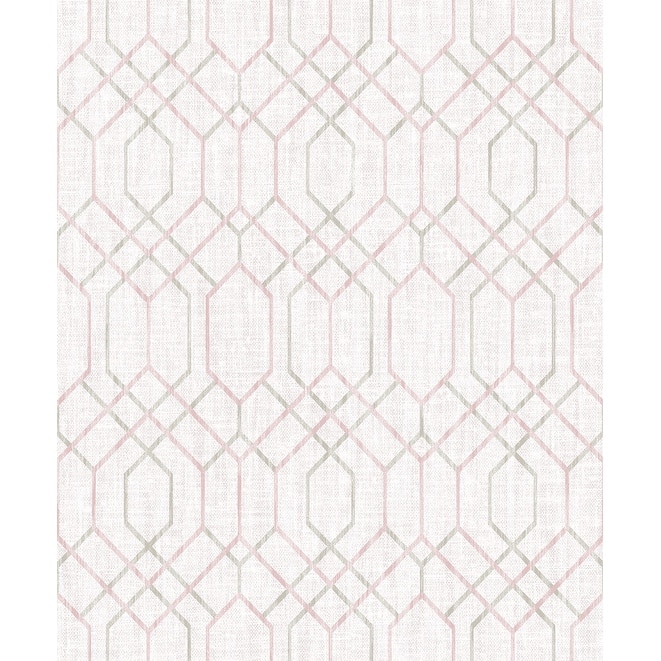 Decorline Lyla Pink Trellis Wallpaper - 21in x 396in x 0.025in