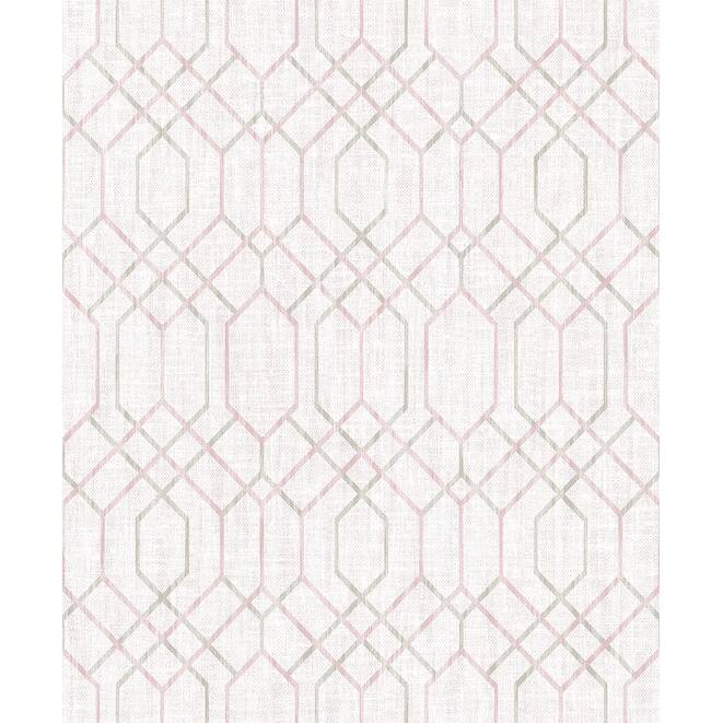 Decorline Lyla Pink Trellis Wallpaper - 21in x 396in x 0.025in