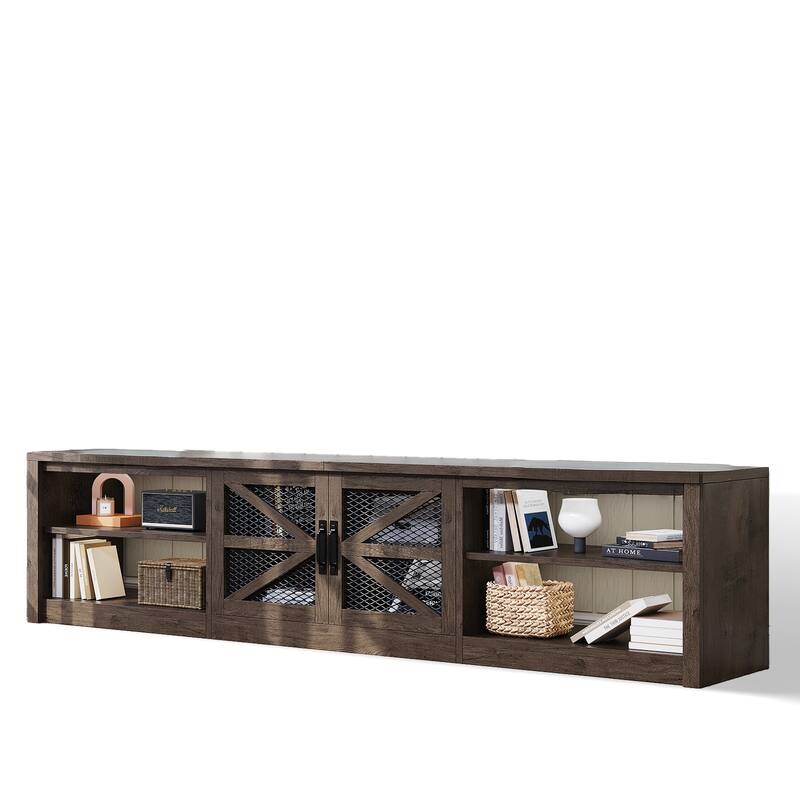 Pocassy 8.7" Farmhouse TV Stand with LED Light