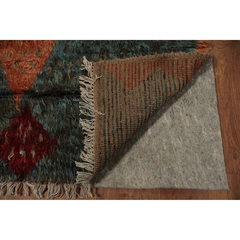Hand Knotted Oriental 100% Wool Carpet Modern Tribal Brown Moroccan Area Rug - 10' 2'' X 7' 11''