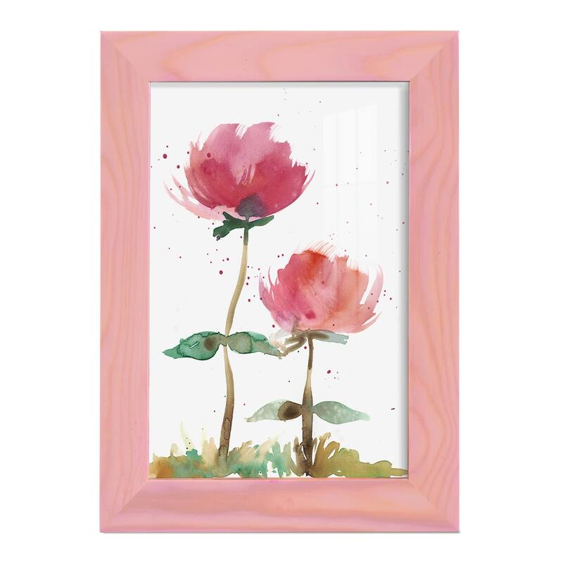 Pink Fleurs I -Framed Print w/glass-Cherry Red
