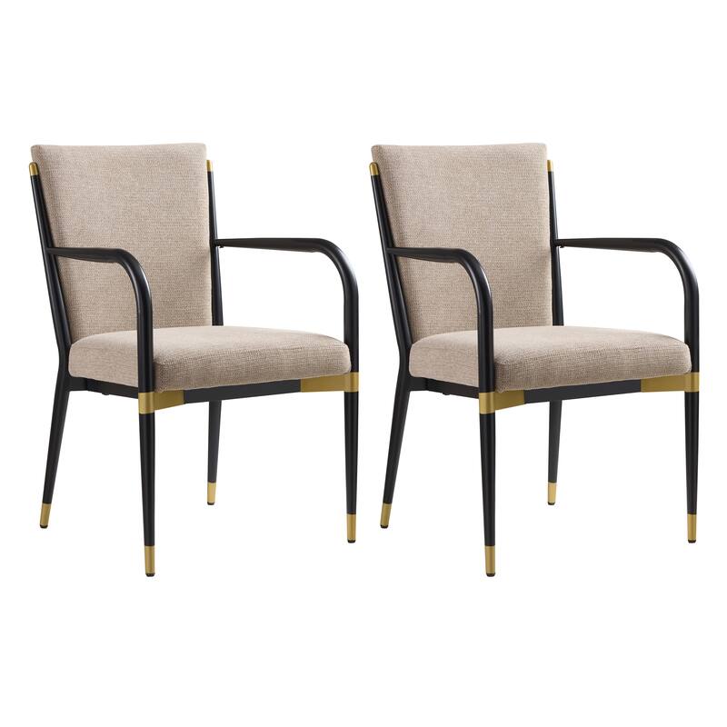 Christopher Knight Home - Modern Upholstered Metal Base Dining Armchair with Solid Back (Set of 2)