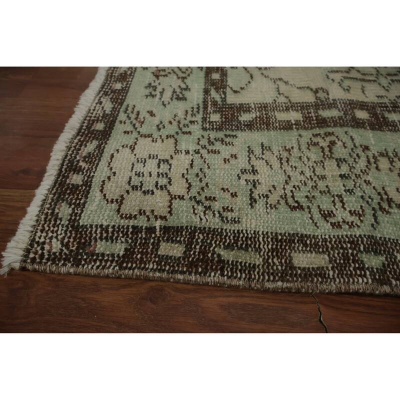 Hand Knotted Oriental 100% Wool Carpet Transitional Floral Green Anatolian Area Rug - 9' 4'' X 5' 2''