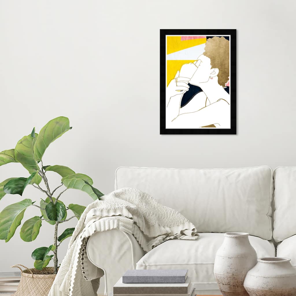 Wynwood Studio Prints People and Portraits Transient Yellow and Metallic Gold Glam Wall Art Canvas Print