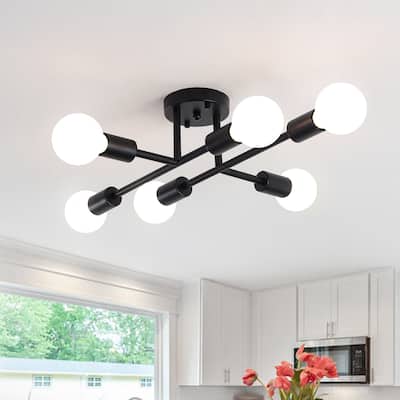 6-Light Modern Semi-Flush Mount Light for Bedroom Study Living Room