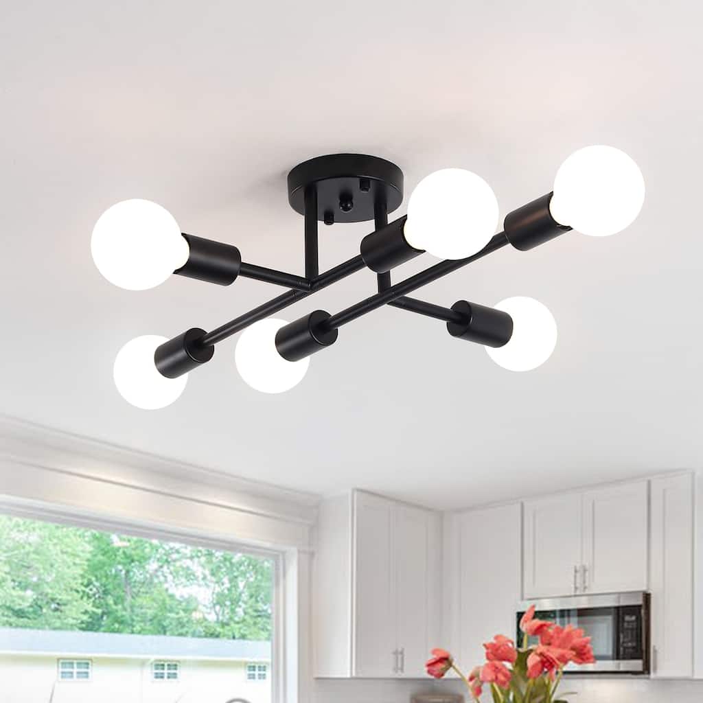 6-Light Modern Semi-Flush Mount Light for Bedroom Study Living Room