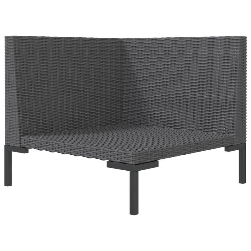 vidaXL Patio Lounge Set Outdoor Sectional Sofa Set Table Poly Rattan Dark Grey - 27.6" x 27.6" x 24"