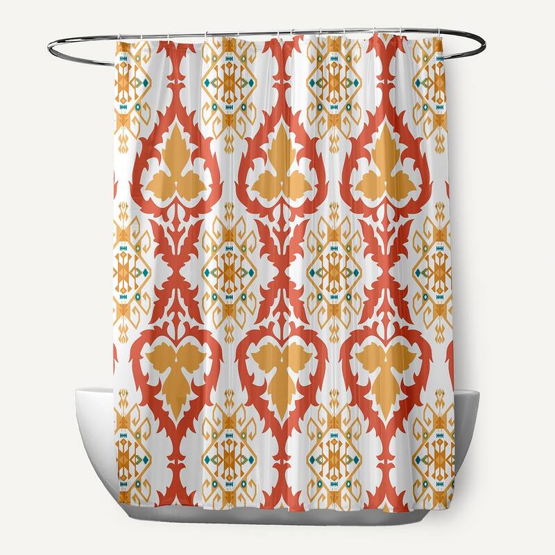 71 x 74-inch Bombay Geometric Print Shower Curtain - Orange