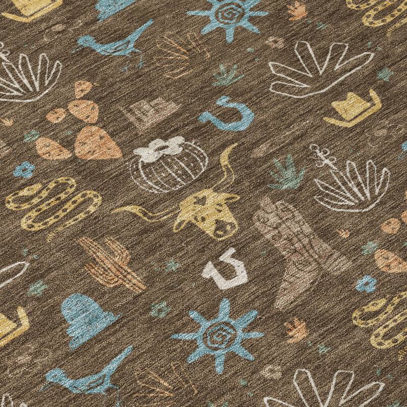 Machine Washable Indoor/ Outdoor Cowboy Ranch Chantille Rug
