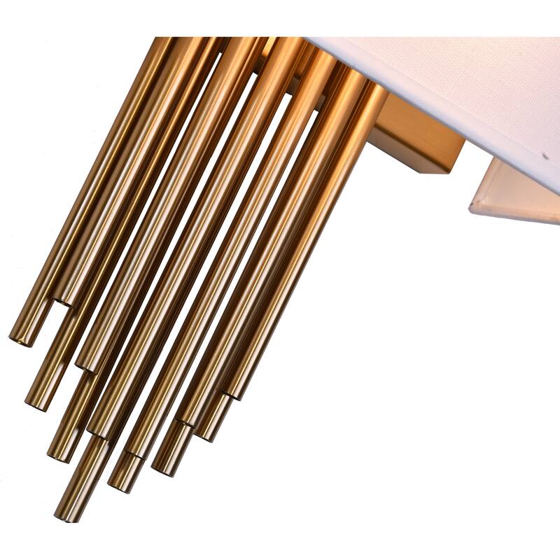2-Light Gold Rod Wall Sconce With A White Shade