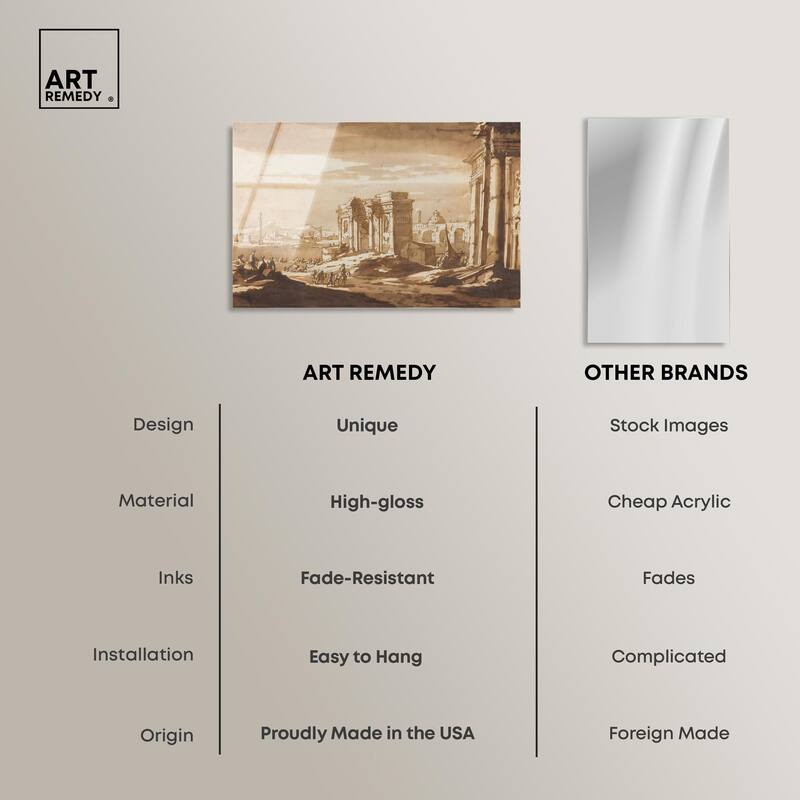 Capriccio View of Roman Ruins Acrylic by Art Remedy, Ready to Hang