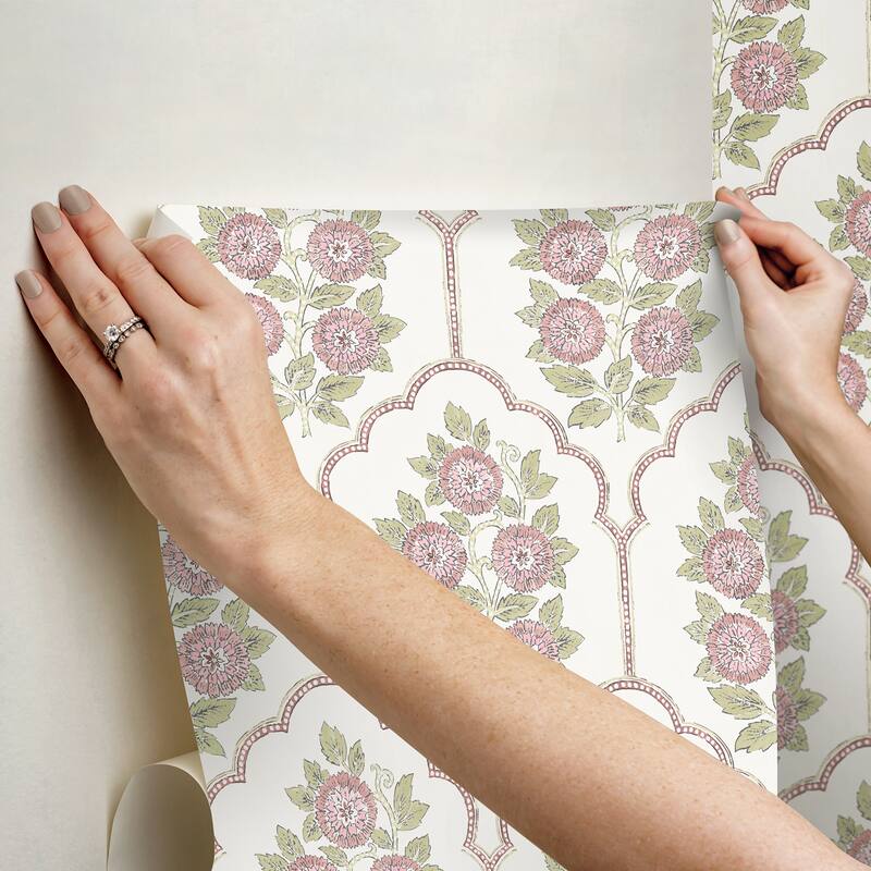 Society Social Floral Bazaar Rose Water Peel and Stick Wallpaper