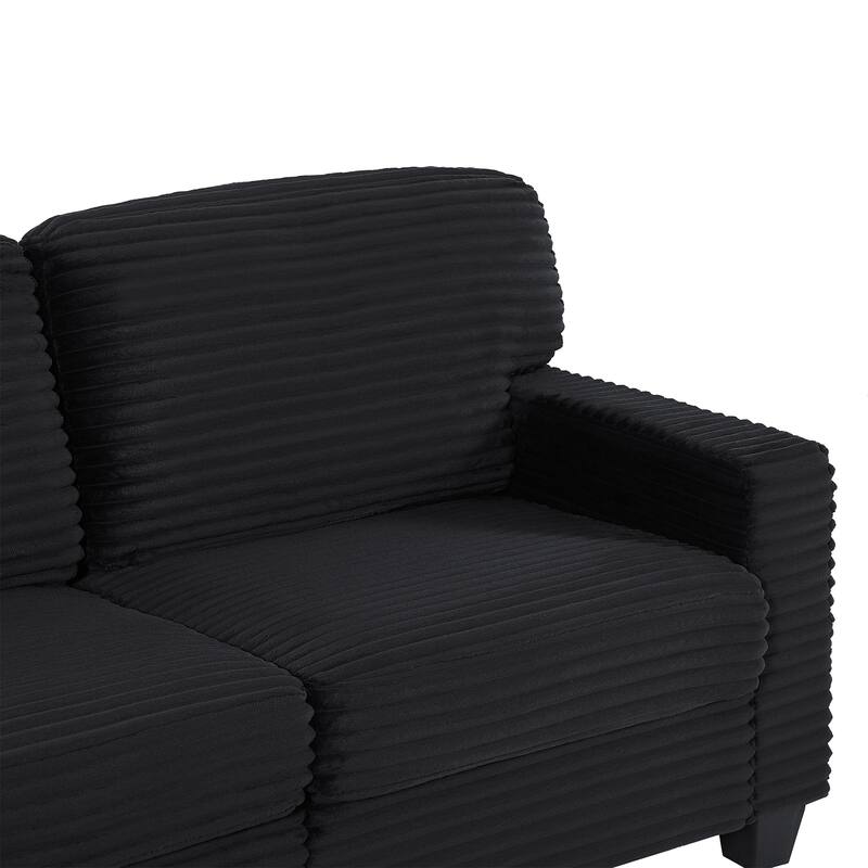 125.2" Corduroy U-Shaped Sectional Sofa with Movable Ottoman and Side Storage Pockets