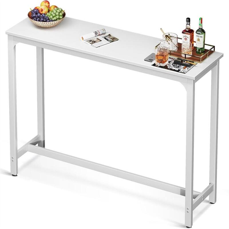 Bar Height Pub Table - 55"D x 15"W x 39"H - White 55 Inch