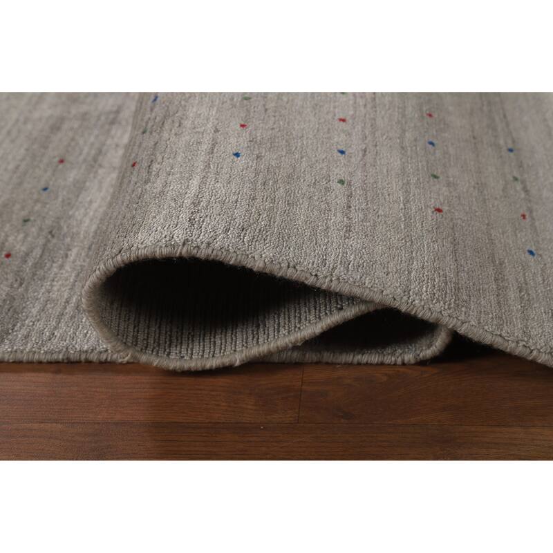 Tribal Gray Gabbeh Area Rug Handmade Wool Carpet - 7'11" x 12'1"