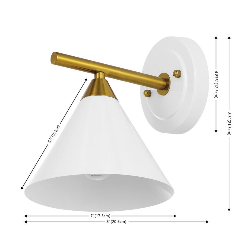 SAFAVIEH Lighting Gerrie 8-inch Metal Cone Wall Sconce with Bulbs (Set of 2) - 8 In. W x 7 In. D x 8.5 In. H - 8Wx7Dx9H