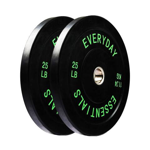 BalanceFrom Everyday Essentials 25 Lb Olympic Weight Plate, Set of 2, Black
