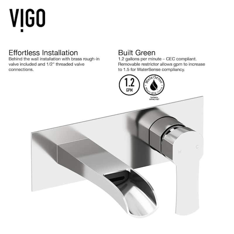VIGO Cornelius 3" H Single Handle Wall Mount Bathroom Faucet