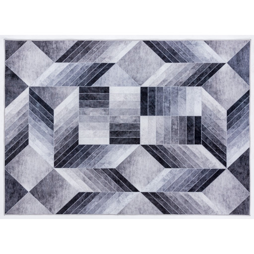 Capri Collection Patterned Faux Cowhide Printed Rug